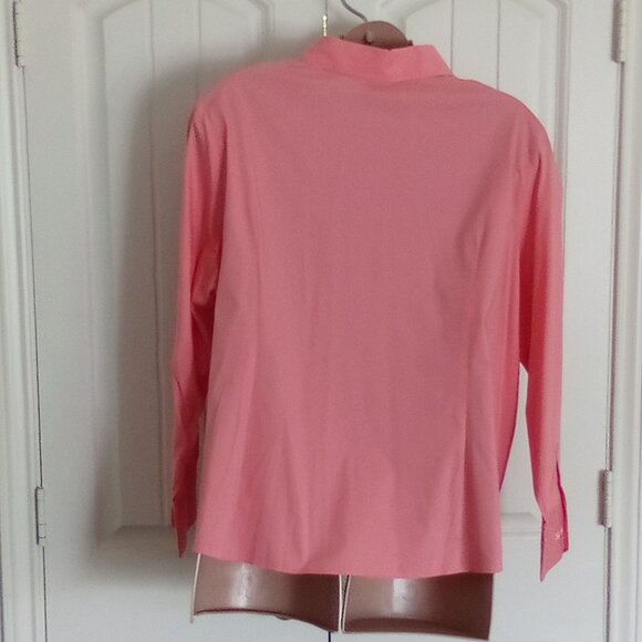George Woman Stretch Pink Button-Up Long Sleeve Shirt - Picture 4 of 7